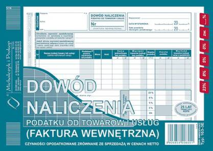 Faktura VAT wewn.A5/40kart MICH  163-3E